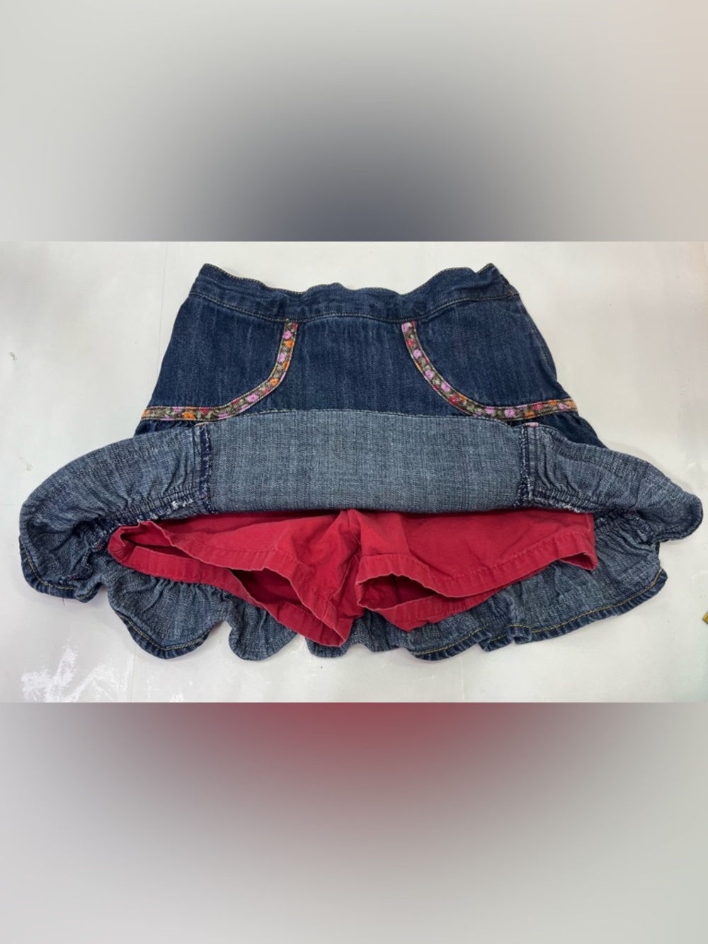 Gymboree Denim Skirt with Pink & Multicolor Embroidery - Picture 6 of 11